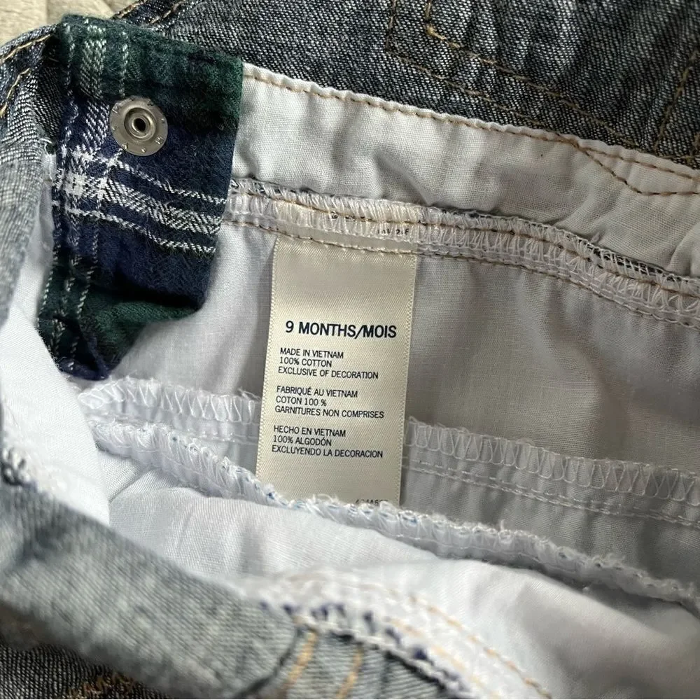 OshKosh B'Gosh Baby Girl 3 Tier Denim, Pinstripe, Eyelet Jumper Dress 9 months